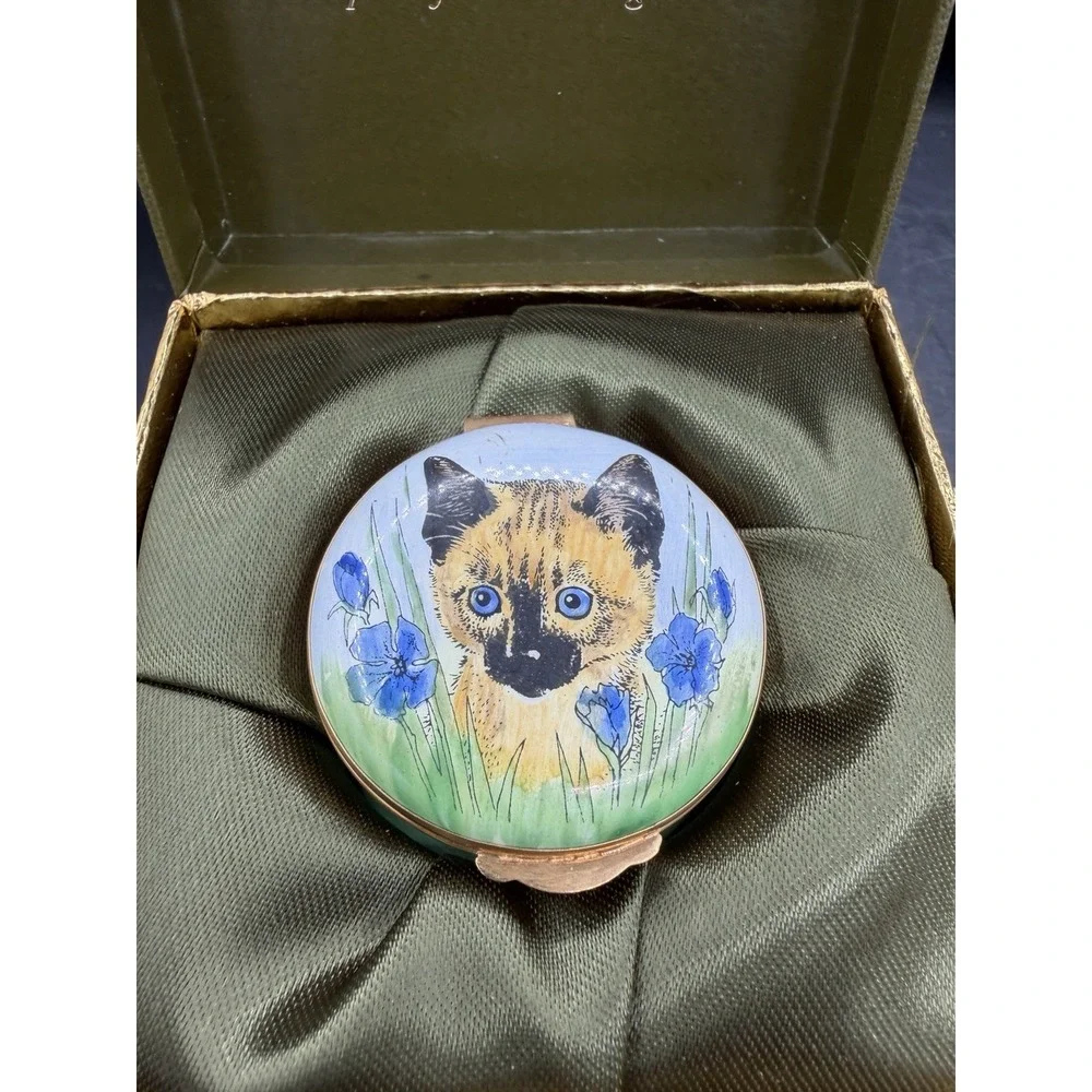🐱✨ English Enamels by Crummels Cat Trinket Box – Vintage Collectible ✨🐱